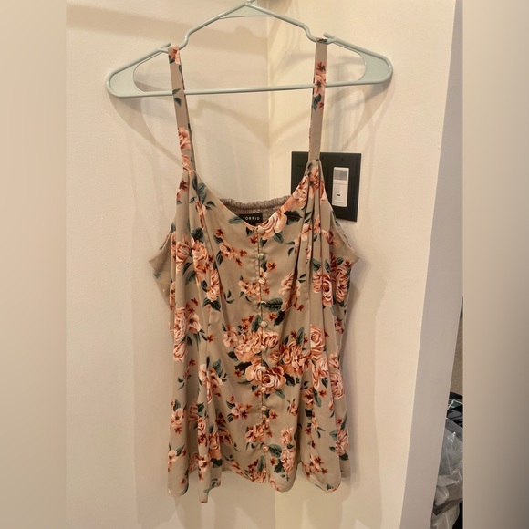 NWOT Torrid Taupe Floral Georgette Fit n Flare Button Cami - Picture 3 of 9